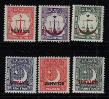 PAKISTAN  1948-49  SERVICE SCOTT # O14-O16,O27-O29  MNH  CV $5.45 - Pakistán