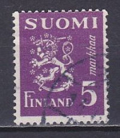 Finland, 1945, Lion, 5mk/Purple, USED - Oblitérés