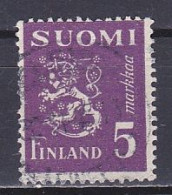 Finland, 1945, Lion, 5mk/Purple, USED - Oblitérés