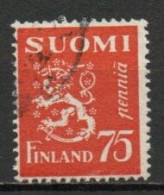 Finland, 1942, Lion, 75p, USED - Gebruikt