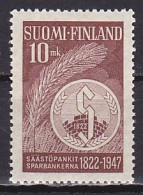 Finland, 1947, Savings Bank 125th Anniv, 10mk, MNH - Usati
