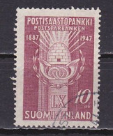 Finland, 1947, Postal Savings Bank 60th Anniv, 10mk, USED - Oblitérés