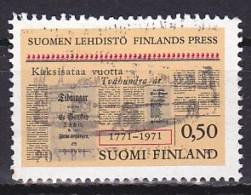 Finland, 1971, Finnish Press 200th Anniv, 0.50mk, USED - Usados