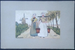 ►  Nederland Pays-Bas  -  Zeeland Carte Illustrateur  Porteuses D'eau Moulin - Andere & Zonder Classificatie