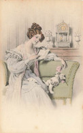 N°24871 - Illustrateur MM N°467 - Jeune Femme Assise, Lisant Une Lettre Tout En Jouant Avec Un Chat - Andere & Zonder Classificatie