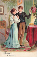 N°24884 - Carte Gaufrée - Serie 5088 - Bonne Année - Homme Offrant Un Bijou à Sa Femme - Nouvel An