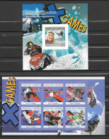 Comores Feuillet+Bloc Non Dentelé Imperf X Games ** - Skisport