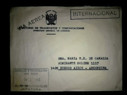PÉROU, Enveloppe Du Ministère Des Transports Et Des Communications, Bureau Général Des Postes. Distribué à Buenos Aires, - Peru