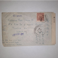 03K17 RARE - ANCIENNE LETTRE TIMBRE SINGAPOURE HONG KONG INDOCHINE 1945 CACHET - Viêt-Nam