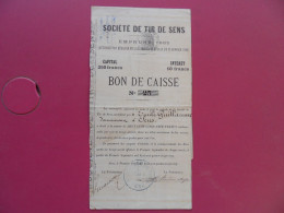 BON DE CAISSE N°23 SOCIETE DE TIR DE SENS EMPRUNT 1885 - Deportes