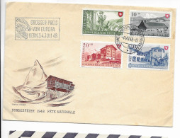 Switzerland Motorcycle Racing Cancel + 1948 AUTOMOBIL-POSTBURO Stempel On Pro Patria Set - Briefe U. Dokumente