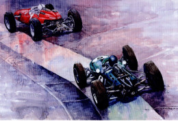 Ferrari 158 Vs Brabham-Climax - Nurburgring -Aquarelle Par Artist Yuriy Shevchuk  -  Carte Postale - Grand Prix / F1