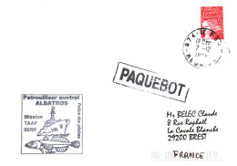ENVELOPPE AVEC CACHET PATROUILLEUR ALBATROS - MISSION T.A.A.F. 08/98 - POLICE DES PECHES - LE 7/12/98 -  LA REUNION - Seepost