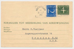 Verhuiskaart G.26 Bijfrankering Rotterdam  - DDR / Duitsland 1961 - Cartas & Documentos