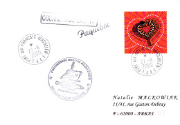 ENVELOPPE AVEC CACHET PATROUILLEUR ALBATROS - MISSION T.A.A.F. 03/2000 - PORT AUX FRANCAIS LE 27/8/2000 - Seepost