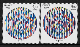 Année 1980 : Y. & T. N° 2113 ** Superbe Nuances De Couleurs Entre Les 2 Timbres - Neufs