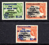 GUYANA - 1987 COMMONWEALTH HEADS OF STATE MEETING SET (3V) FINE MNH ** SG 2187-2189 - Guyana (1966-...)