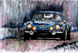 Alpine-Renault A110 Rallye  -Aquarelle Par Artist Yuriy Shevchuk  -  Carte Postale - Rallye