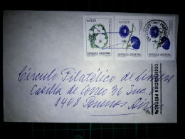 ARGENTINE, Enveloppe Circulée Avec Une Variété De Timbres De Cartes Postales Fleuries. Cachet Spécial De La Poste. Année - Gebruikt