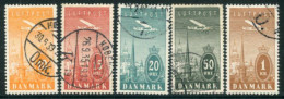 DENMARK 1934 Airmail Set Of 5, Fine Used.  Michel 217-21;  SG 287-91 - Oblitérés