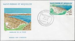 Saint-Pierre Et Miquelon 1976 Y&T 452 Sur FDC. Barrage De La Vigie - Acqua