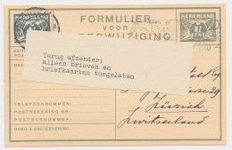 Eindhoven - Zwitserland 1940 Terug Afzender - Alleen Brieven En Briefkaarten Toegelaten WOII - Verhuiskaart G.13 - Briefe U. Dokumente