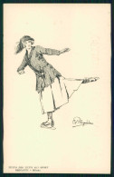 Artist Signed Pellegrini Ice Skating Palazzo Ghiaccio Milano Postcard TC4730 - Autres & Non Classés