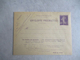 ENVELOPPE PNEUMATIQUE  SEMEUSE 30 C ENTIER POSTAL - Buste Postali E Su Commissione Privata TSC (ante 1995)