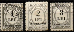 ROUMANIE    -   Taxe  -    1930  . Y&T  N° 82 à 84 Oblitérés. - Portomarken