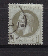 1 Timbre N° 25      Napoléon III   Lauré   Oblitéré   1 C  Bronze   Empire  - Français - 1863-1870 Napoleon III With Laurels