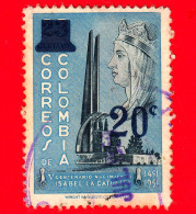 COLOMBIA - Usato - 1959 - Regina Isabella I Di Castiglia, Soprastampato 20 Su 23 - Kolumbien