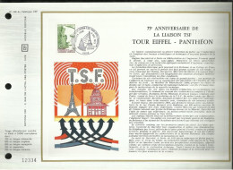 FRANCE - FDC - 75éme Anniversaire De La Liaison T.S.F.- Tour Eiffel-Panthéon -   Feuillet N° 249 Du Catalogue CEF - 1970-1979