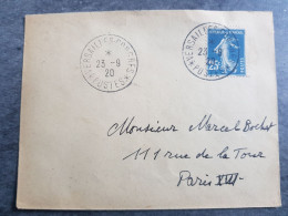 1920 CACHET VERSAILLES CONGRES SEMEUSE 25C -23.09.1920 - Manual Postmarks