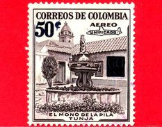 COLOMBIA - Usato - 1959 - Vedute - Fontana Mono, Tunja - El Mono De La Pila Tunja - 50 P.a Sovrastampato UNIFICADO - Colombia