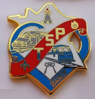 FF264 Pin's SNCF TGV Train Gris TSP Dépôt Tours Saint Pierre Des Corps Carte De France Signé Ballard Achat Immédiat - TGV