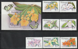 NICARAGUA - N°1597/603+Bloc N°204 ** (1991) Fleurs : Orchidées - Nicaragua