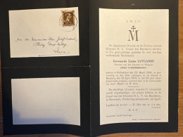 Eerwaarde Zuster Lutgarde Vanderbrigghe Overste Klooster Wulpen *1869 Pollinkhove +1942 Roeselare Moorslede Stempel - Obituary Notices