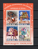 Togo 1969 Space, Apollo 11 Moonlanding S/s With Changed Colour, Orange MNH - Afrika