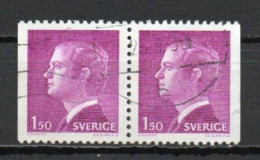 Sweden, 1980, King Carl XVI Gustaf, 1.50kr/Perf 3 Sides Joined Pair, USED - Used Stamps