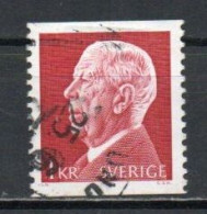 Sweden, 1972, King Gustaf VI Adolf, 1kr/Perf 2 Sides, USED - Oblitérés