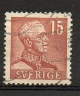 Sweden, 1946, King Gustaf V, 15ö/Perf 4 Sides, USED - Gebruikt