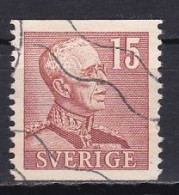 Sweden, 1942, King Gustaf V, 15ö/Perf 2 Sides, USED - Oblitérés