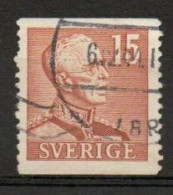 Sweden, 1942, King Gustaf V, 15ö/Perf 2 Sides, USED - Oblitérés