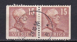 Sweden, 1945, King Gustaf V, 15ö/Joined Pair, USED - Used Stamps