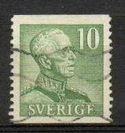 Sweden, 1948, King Gustaf V/Green, 10ö/Perf 2 Sides, USED - Gebraucht