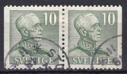 Sweden, 1948, King Gustaf V/Green, 10ö/Joined Pair, USED - Used Stamps