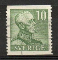 Sweden, 1948, King Gustaf V/Green, 10ö/Perf 2 Sides, USED - Oblitérés