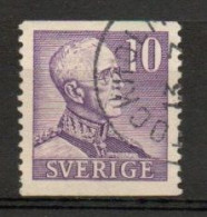 Sweden, 1939, King Gustaf V, 10ö/Violet Large '10'/Perf 2 Sides, USED - Oblitérés