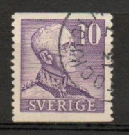 Sweden, 1939, King Gustaf V, 10ö/Violet Large '10'/Perf 2 Sides, USED - Usati