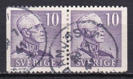 Sweden, 1939, King Gustaf V, 10ö/Violet Large '10'/Joined Pair, USED - Used Stamps